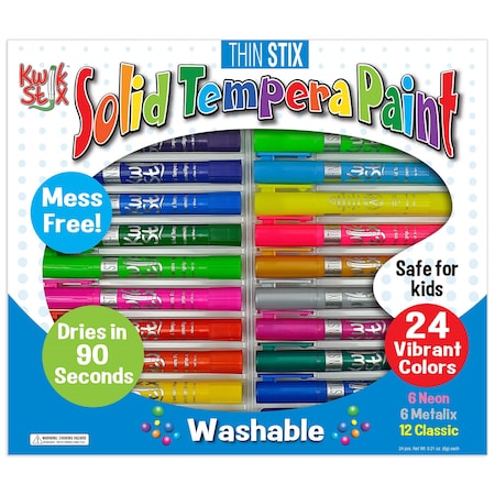 Kwik Stix Thin Stix Solid Tempera Paint Set Classic, Neon, Metallic, 24PK TPG-620